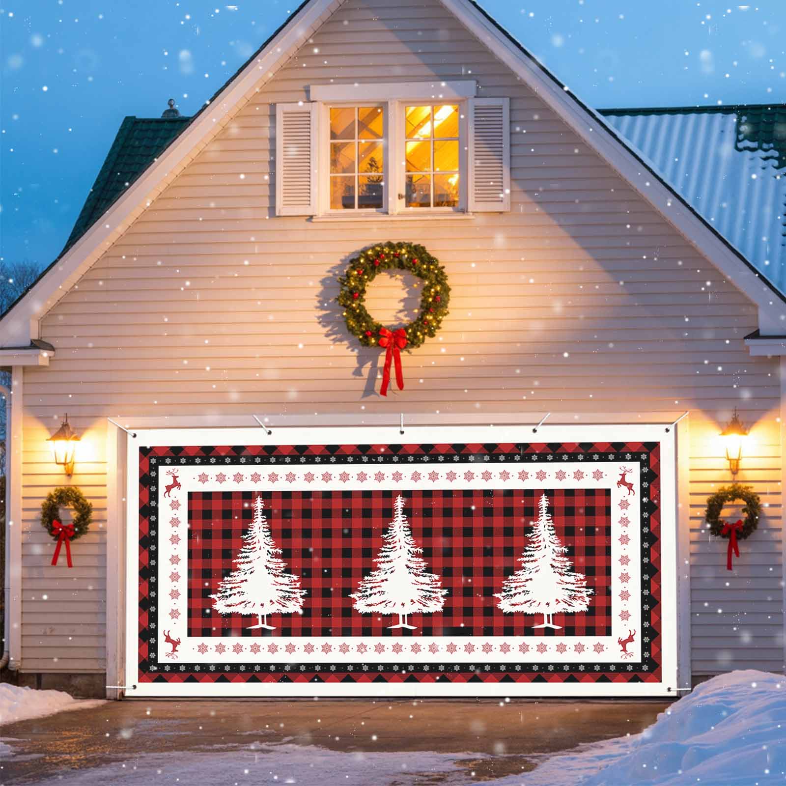 Merry Christmas Tree Christmas Garage Door Decorations, 6x13ft Garage ...