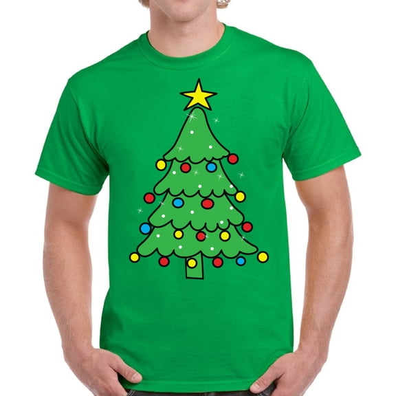Merry Christmas Tree Christmas T Shirt for Men - S M L XL 2XL 3XL 4XL 5XL Xmas Graphic Tee - Christmas Gift Holiday Xmas Tee T-Shirt Mens