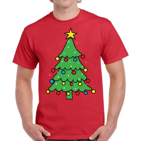 Merry Christmas Tree Christmas T Shirt for Men - S M L XL 2XL 3XL 4XL 5XL Xmas Graphic Tee - Christmas Gift Holiday Xmas Tee T-Shirt Mens