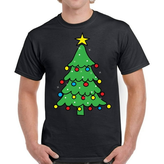 Merry Christmas Tree Christmas T Shirt for Men - S M L XL 2XL 3XL 4XL 5XL Xmas Graphic Tee - Christmas Gift Holiday Xmas Tee T-Shirt Mens