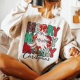thumbnail image 1 of Merry Christmas Tree Coquette Sweatshirt, Cute Doodle Holiday Pullover, Merry and Bright Pink Bow Sweater, Aesthetic Christmas Outfit, 1 of 5