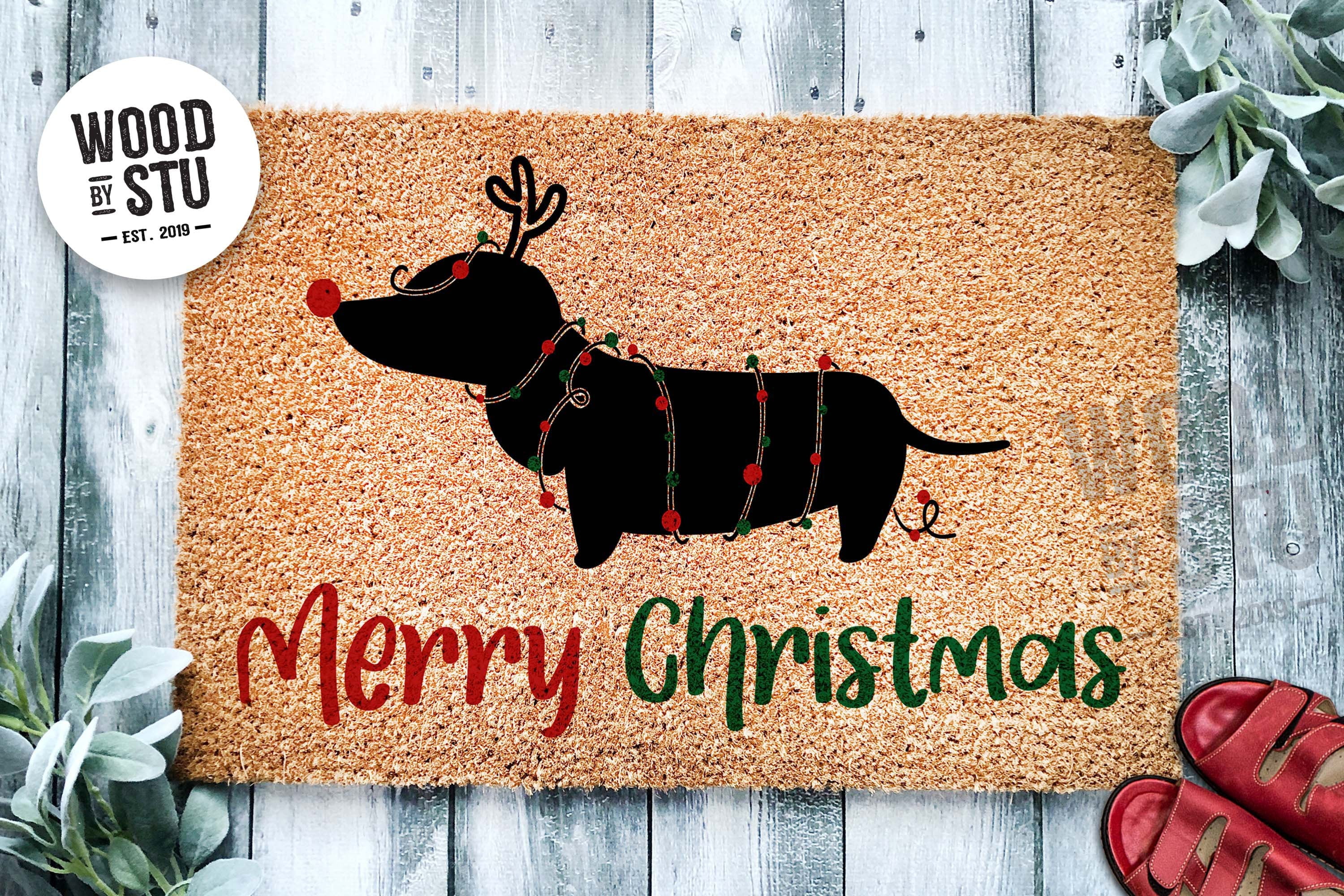 Merry Christmas Tree Dachshund Sausage Dog Christmas Doormat