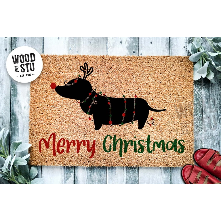 Merry Christmas Tree Dachshund Sausage Dog Christmas Doormat