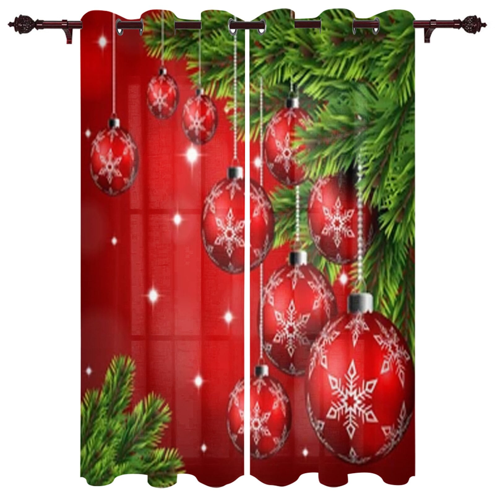 Merry Christmas Tree Decor Window Curtain Christmas Curtains Bedroom