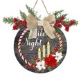 Merry Christmas Tree Deer Front Door Sign, Xmas Holiday Candle Wood