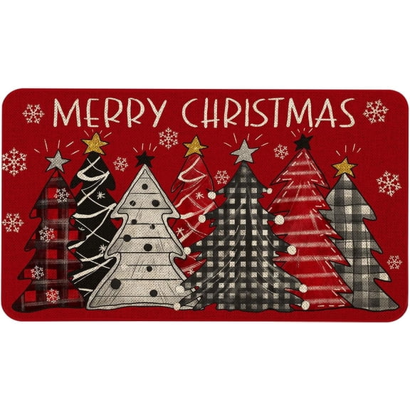 Merry Christmas Tree Door Mat 30 X 17 Inch Christmas Doormat Indoor Outdoor Entrance Floor Rug Non Slip Winter Christmas Decor Rubber Welcome Mats