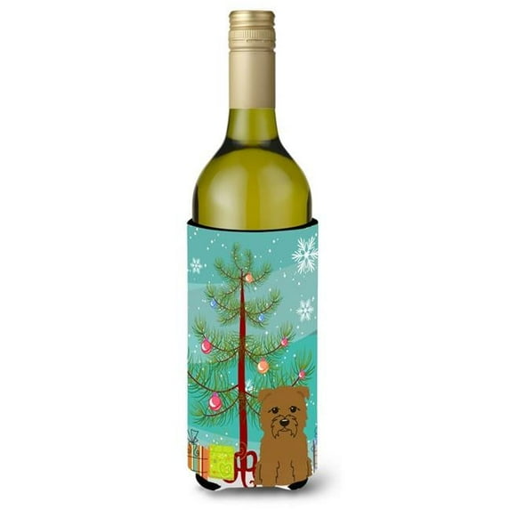 Merry Christmas Tree Glen of Imal Tan Wine Bottle Beverge Insulator Hugger