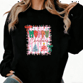 thumbnail image 1 of Merry Christmas Tree Graphic Tee T-Shirt Lights Print Top Comfortable Round-neck long-sleeved Black S-3XL, 1 of 6