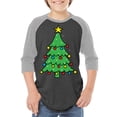 thumbnail image 1 of Merry Christmas Tree Graphic Youth Raglan - Xmas Tshirt for Kids - Xmas Holiday Shirt Gifts, 1 of 2