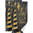 thumbnail image 1 of Merry Christmas Tree Hand Towels 2 PCS, Golden Black Kitchen Towel Ultra Soft and Highly Absorbent,Decorative Fingertip Face Towel for Bathroom Hotel, 28.3"x14.4", 1 of 5