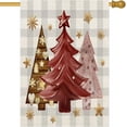 thumbnail image 1 of Merry Christmas Tree House Flag 28x40 Inch Double Sided Outside Grey Buffalo Plaid Checkered Snowflake Winter Farmhouse Yard Outdoor Decorative Flag, 1 of 6