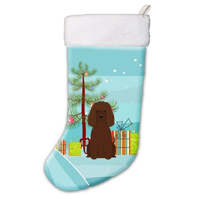 Merry Christmas Tree Irish Water Spaniel Christmas Stocking