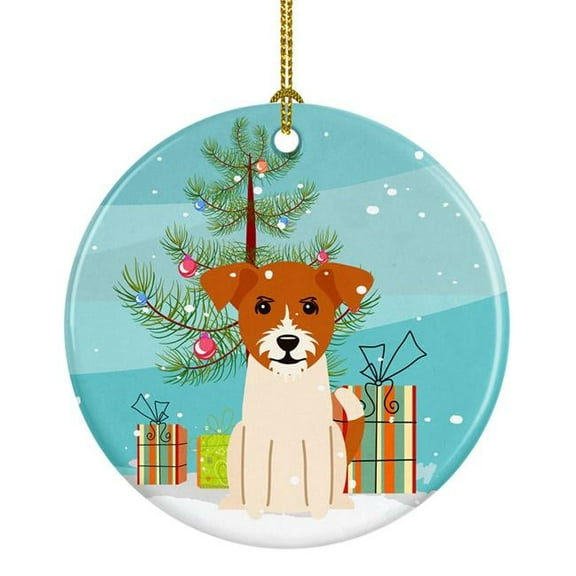 Merry Christmas Tree Jack Russell Terrier Ceramic Ornament