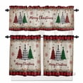 thumbnail image 1 of Merry Christmas Tree Kitchen Curtains and Valances Set, Red Black Plaid Snowflake Winter Vintage Rod Pocket Window Valance Window Curtain Panels for Living Room Bedroom Laundry, 27.5x36in, 3 Pieces, 1 of 7