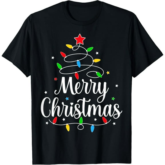 Merry Christmas Tree Lights Family Matching Men Women Girls T-Shirt
