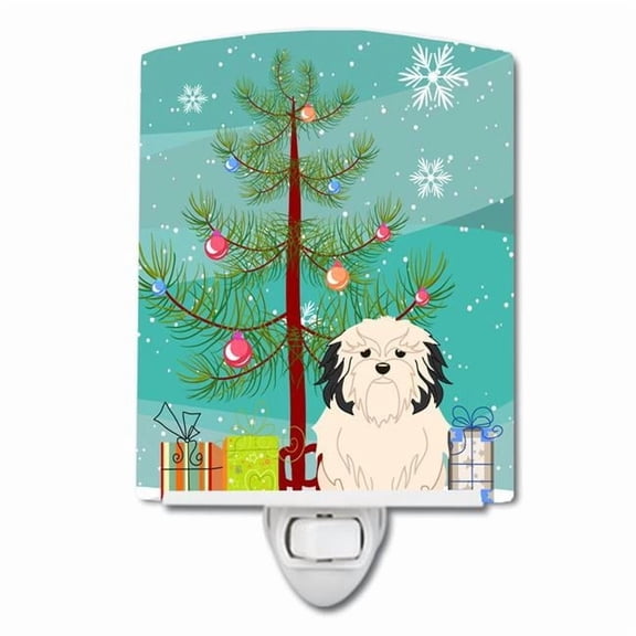 Merry Christmas Tree Lowchen Ceramic Night Light