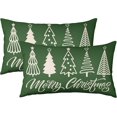 thumbnail image 1 of Merry Christmas Tree Lumbar Pillow Covers 12x20 Set of 2 Red Rustic Xmas Trees Holiday Decoration Print Outdoor Decorative Throw Pillows Vintage Farmhouse Winter Linen Cushion Case Sofa Couch Decor, 1 of 6