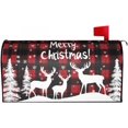 thumbnail image 1 of Merry Christmas Tree Mailbox Covers Winter Snowflakes Deer Checkered Mailbox Cover Red Buffalo Plaid Magnetic Mailbox Wraps Post Letter Box Cover 18X 21 for Garden Outdoor Decor, 1 of 6