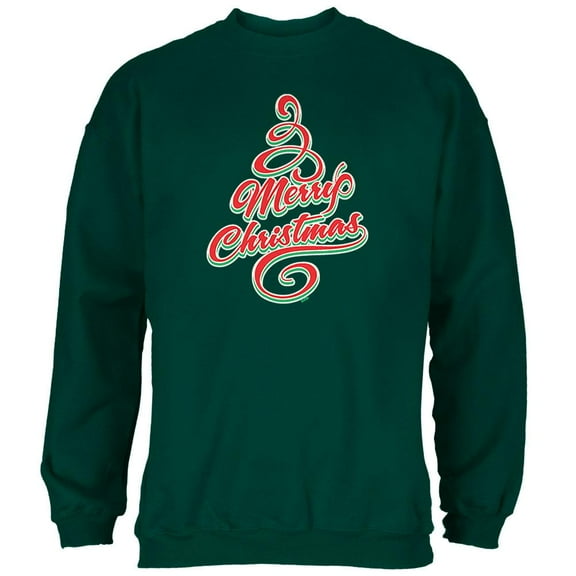 Merry Christmas Tree Mens Sweatshirt Forest Green MD