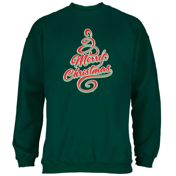 Merry Christmas Tree Mens Sweatshirt Forest Green X-LG
