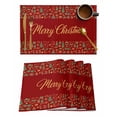 thumbnail image 1 of Merry Christmas Tree Placemats Set of 12 Red Background Gift Star Winter Heat Insulation Washable Place Mats, Rustic Non-Slip Table Mats for Dining Table Party Kitchen Decor,13x19 Inch, 1 of 4