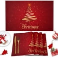 thumbnail image 1 of Merry Christmas Tree Placemats Set of 6,Xmas Red,Non-Slip/Wipe Clean Linen Dining Table Mat Set,Heat-Resistant Table Liner for Holiday/Party/Oudoor, Table Decoration, 1 of 6