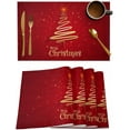 thumbnail image 1 of Merry Christmas Tree Placemats Set of 6,Xmas Red,Non-Slip/Wipe Clean Linen Dining Table Mat Set,Heat-Resistant Table Liner for Holiday/Party/Oudoor, Table Decoration, 1 of 6