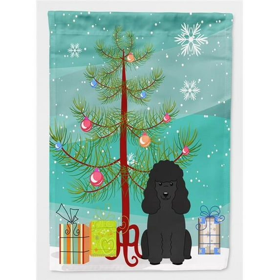 Merry Christmas Tree Poodle Black Flag Canvas House Size