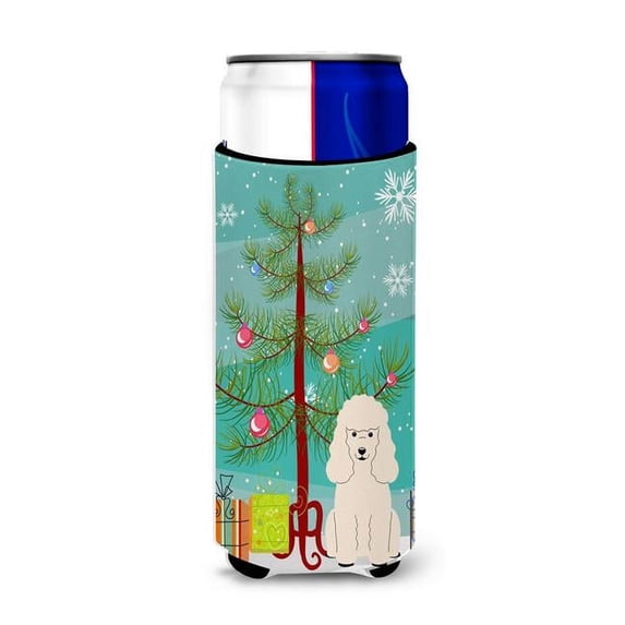 Merry Christmas Tree Poodle White Michelob Ultra Hugger for Slim Cans