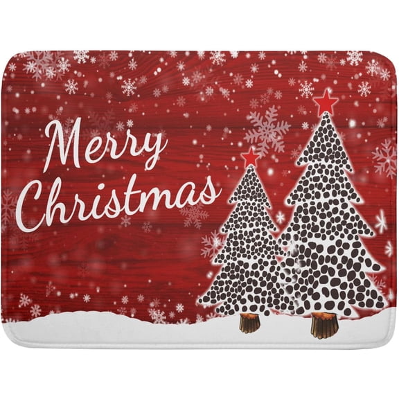 Merry Christmas Tree Red Dish Drying Mat for Kitchen Counter,Winter Snowflake Pine Drying Mat 18 x 24 Inch with Absorbent Reversible Microfiber Dish Drying Pad for Coffee Bar