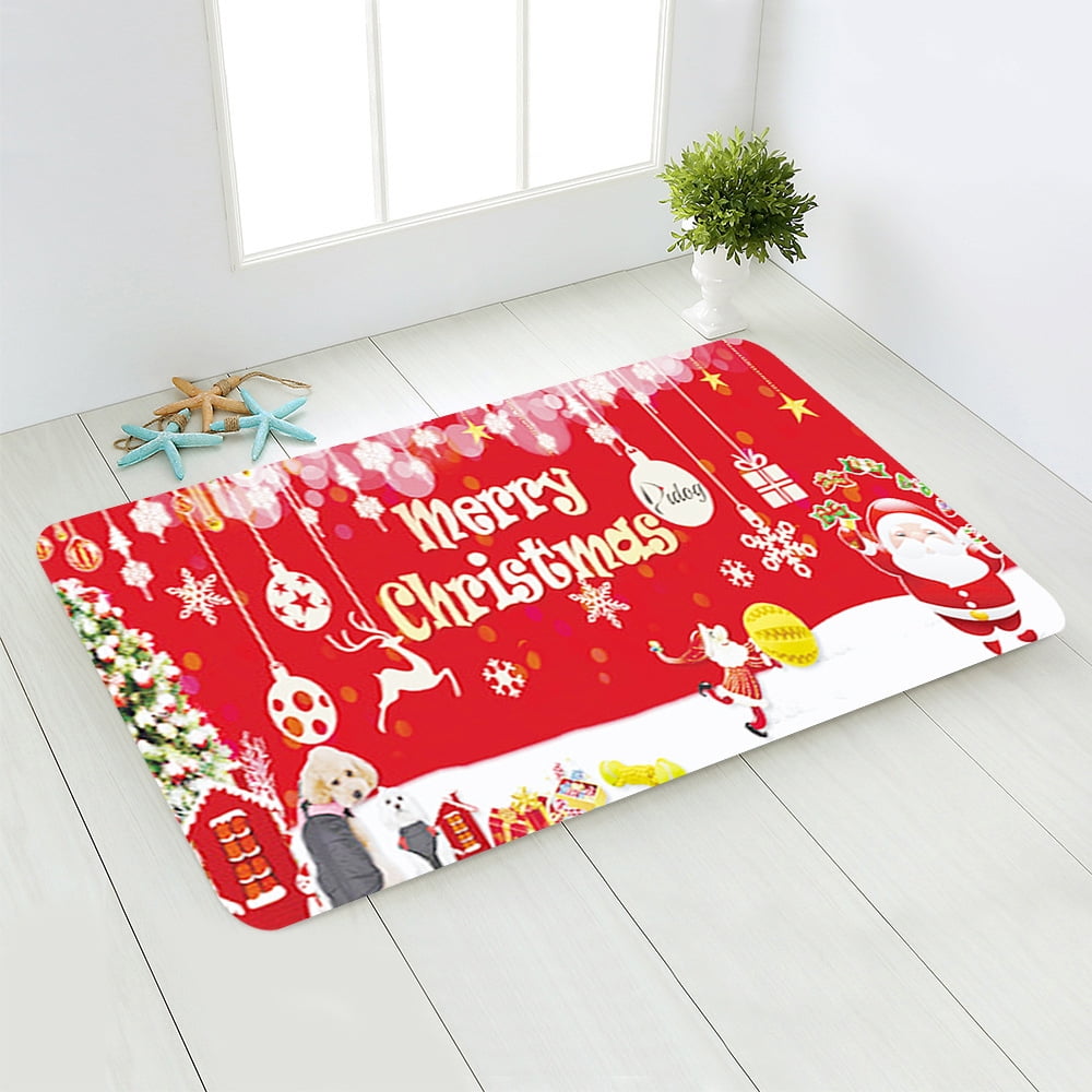Merry Christmas Tree Red Truck Door Mats Fashion Santa Moose Floor Mat