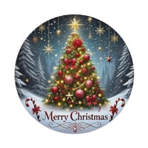 Merry Christmas Tree Round Tin Sign Vintage Metal Poster Living Room Bar Man Cave Home Wall Art Decor 8x8inch