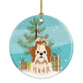 thumbnail image 1 of Merry Christmas Tree Shih Tzu Red White Ceramic Ornament, 1 of 1
