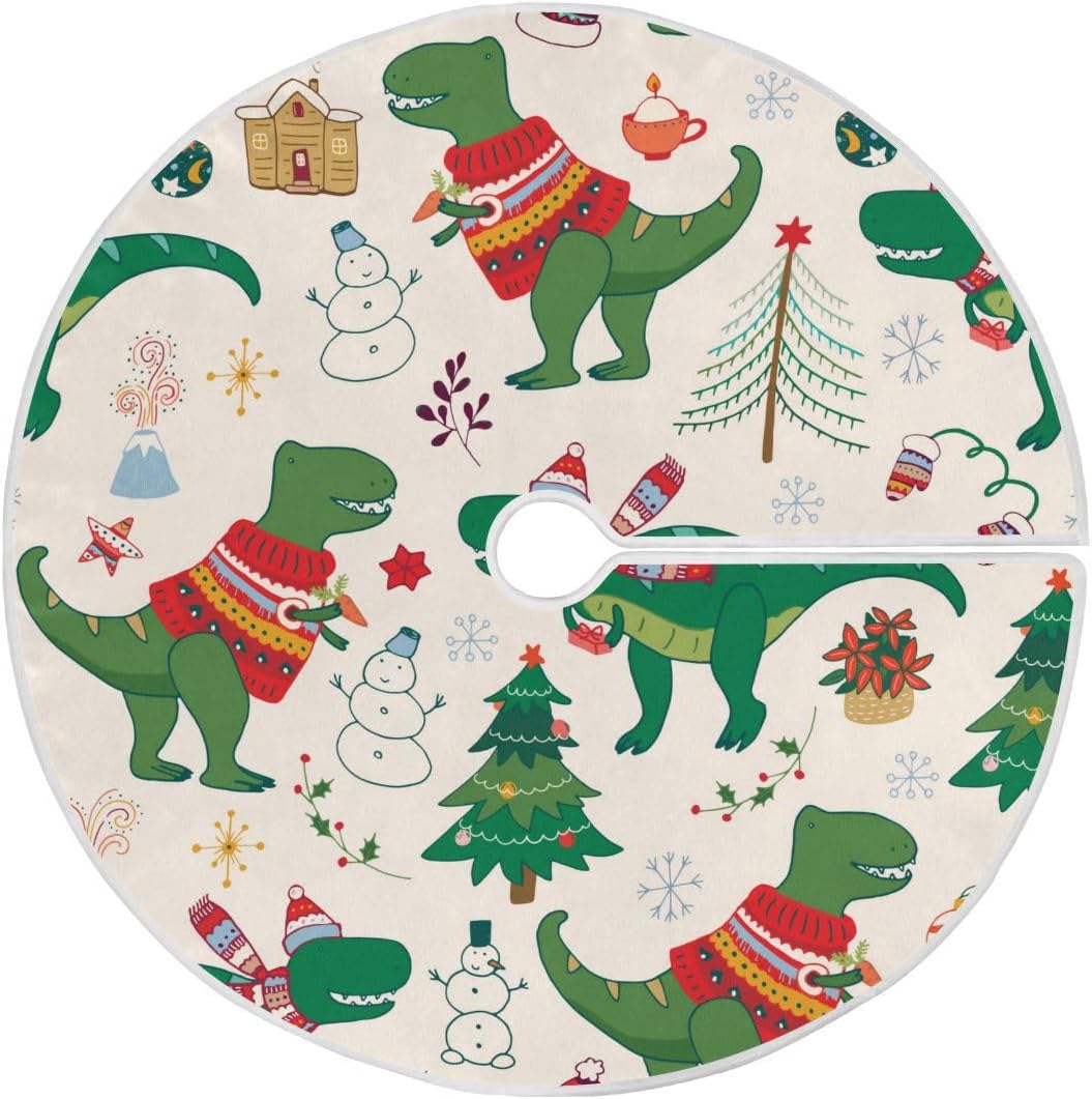 Merry Christmas Tree Skirt, Dinosaur Christmas Small Xmas Decorations