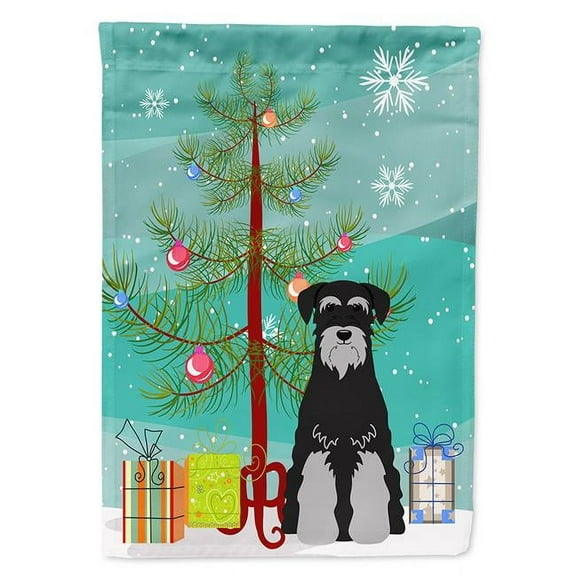 Merry Christmas Tree Standard Schnauzer Black Grey Flag Canvas House Size