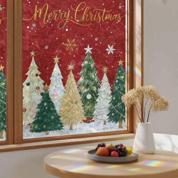 Merry Christmas Tree Star Snowflake Window Privacy Film,Heat Control ...