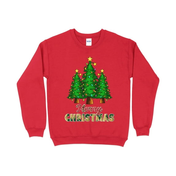 Merry Christmas Tree Sweatshirt, Cute Christmas Shirt, Women's Christmas Sweater, Holiday Sweater, Leopard Print Christmas Sweater