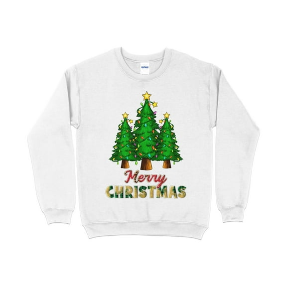 Merry Christmas Tree Sweatshirt, Cute Christmas Shirt, Women's Christmas Sweater, Holiday Sweater, Leopard Print Christmas Sweater