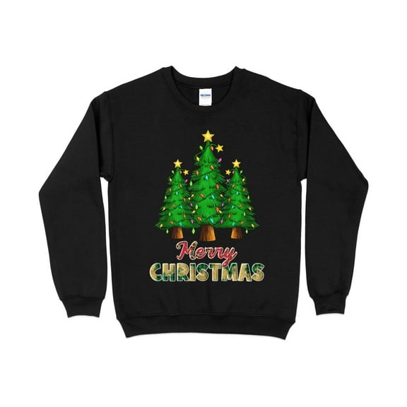 Merry Christmas Tree Sweatshirt, Cute Christmas Shirt, Women's Christmas Sweater, Holiday Sweater, Leopard Print Christmas Sweater