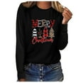 thumbnail image 1 of Merry Christmas Tree T-Shirt for Women Long Sleeve Casual Sweatshirt Holiday Graphic Print Tee Crewneck Gift Tops, 1 of 3
