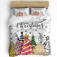 thumbnail image 1 of Merry Christmas Tree Twin Size Comforter Set, Graffiti Pink Tree Abstract Snowflake Soft Bedding for All Seasons, 4 Pcs Bed Set with 1 Comforter (68"x86") ,1Sheet(66"x116"), 2 Pillowcases (19"x29"), 1 of 7