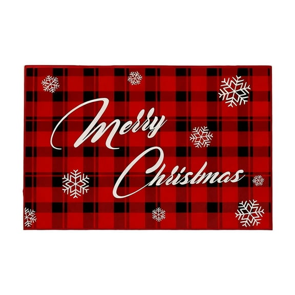 Merry Christmas Tree Welcome Doormat, Winter Christmas Low-Profile Non-Slip Decorative Mat for Indoor OutdoorBuffalo Plaid Door mat