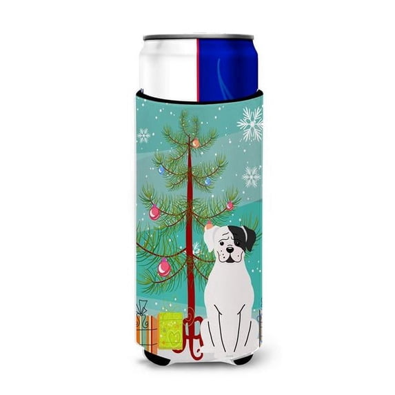 Merry Christmas Tree White Boxer Cooper Michelob Ultra Hugger for Slim Cans