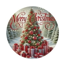 Merry Christmas Tree & Winter Welcome Pattern Round Tin Sign Vintage Metal Poster Living Room Bar Man Cave Home Wall Art Decor 8x8inch