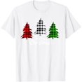 thumbnail image 1 of Merry Christmas Tree Buffalo Plaid Red White Green Xmas T-ShirtMen and women, White Black T-shirt, size: Extra large S-4XL, 1 of 4