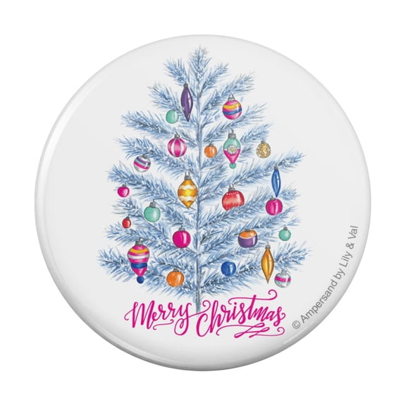 Merry Christmas Tree with Ornaments Pinback Button Pin