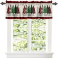 thumbnail image 1 of Merry Christmas Trees Curtain Valance, Xmas Tree Winter Red Black Buffalo Check Plaid Short Rod Pocket Window Treatment for Living Room, Bedroom, Kitchen, Bathroom, 1 Panel, 54" X 18", 1 of 6