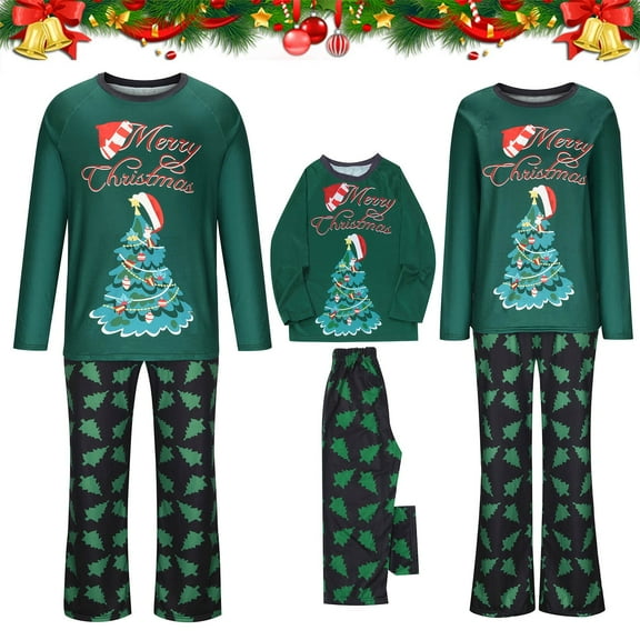 Merry Christmas Trees Pjs Christmas Family Pajamas Matching Sets, Christmas Pajamas for Family, Christmas Pjs Matching Sets, Red Plaid Christma Pajama Christmas Family Pajamas Matching Sets