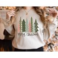 thumbnail image 1 of Merry Christmas Trees Sweatshirt | Pastel Holiday Graphic Crewneck, 1 of 7