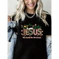 thumbnail image 1 of Merry Christmas Tshirt Jesus Print Short Sleeve Shirt for Women, 1 of 4